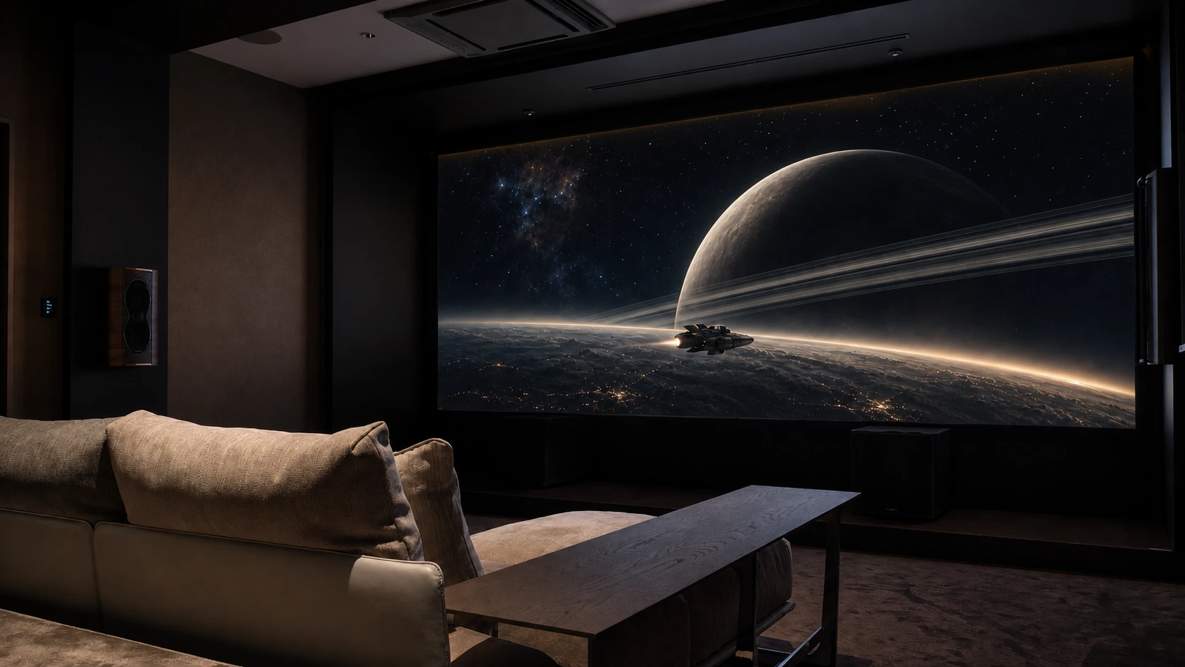 架空の宇宙映画を投映するAURAS六本木ARECのホームシアター